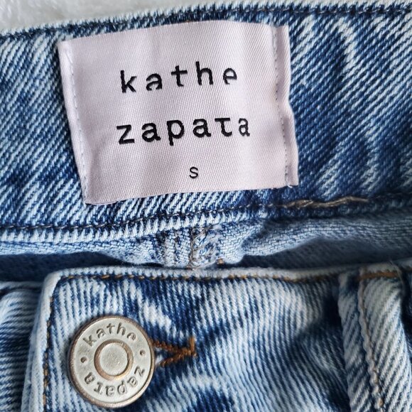 High Rise  Patchwork Wide Leg Colorblock Distressed Denim Cropped Ankle Jeans S - Picture 3 of 16